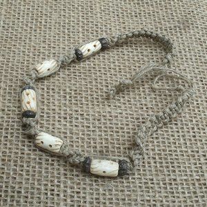 Handmade Hemp & Bone Bead Bracelet or Anklet